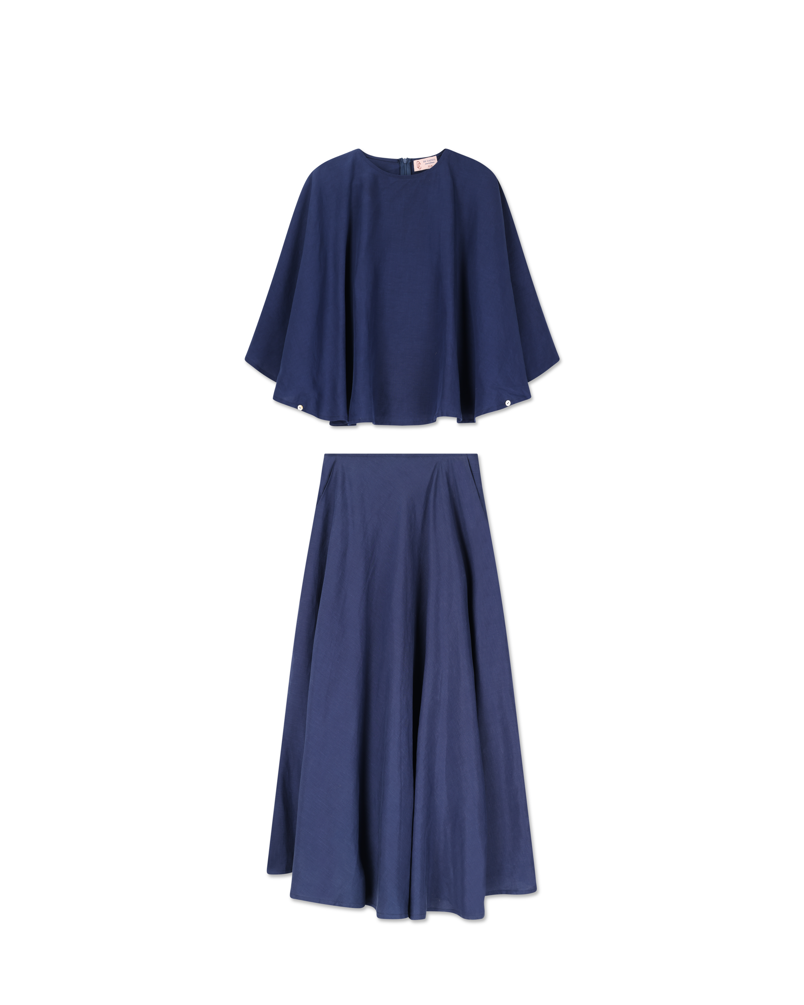 Flare Two Piece Top and Skirt Set Blue