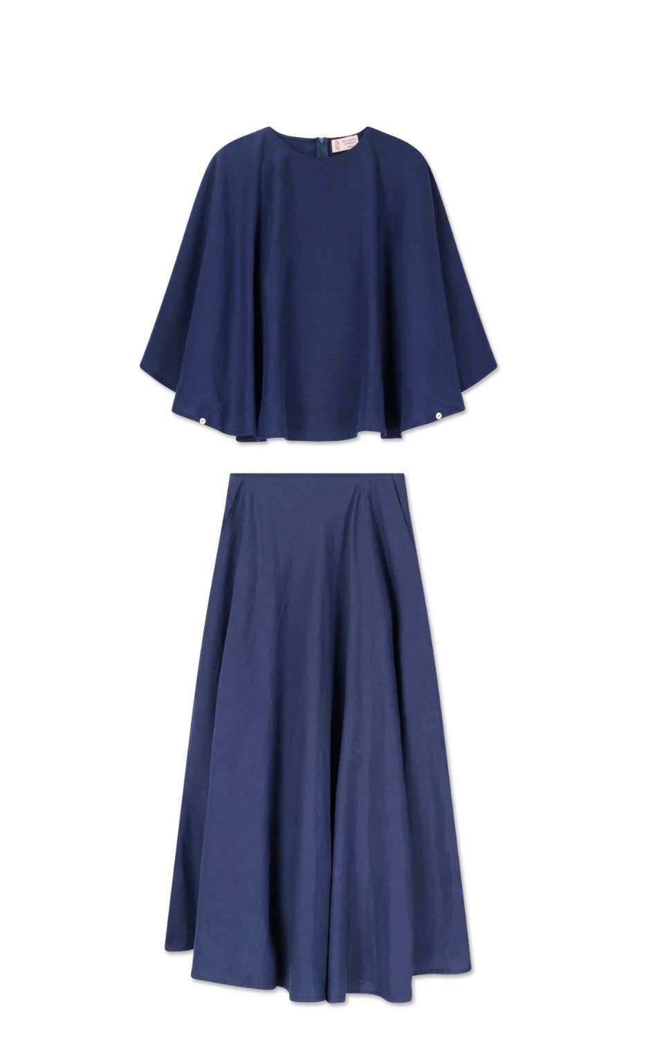Flare Two Piece Top and Skirt Set Blue