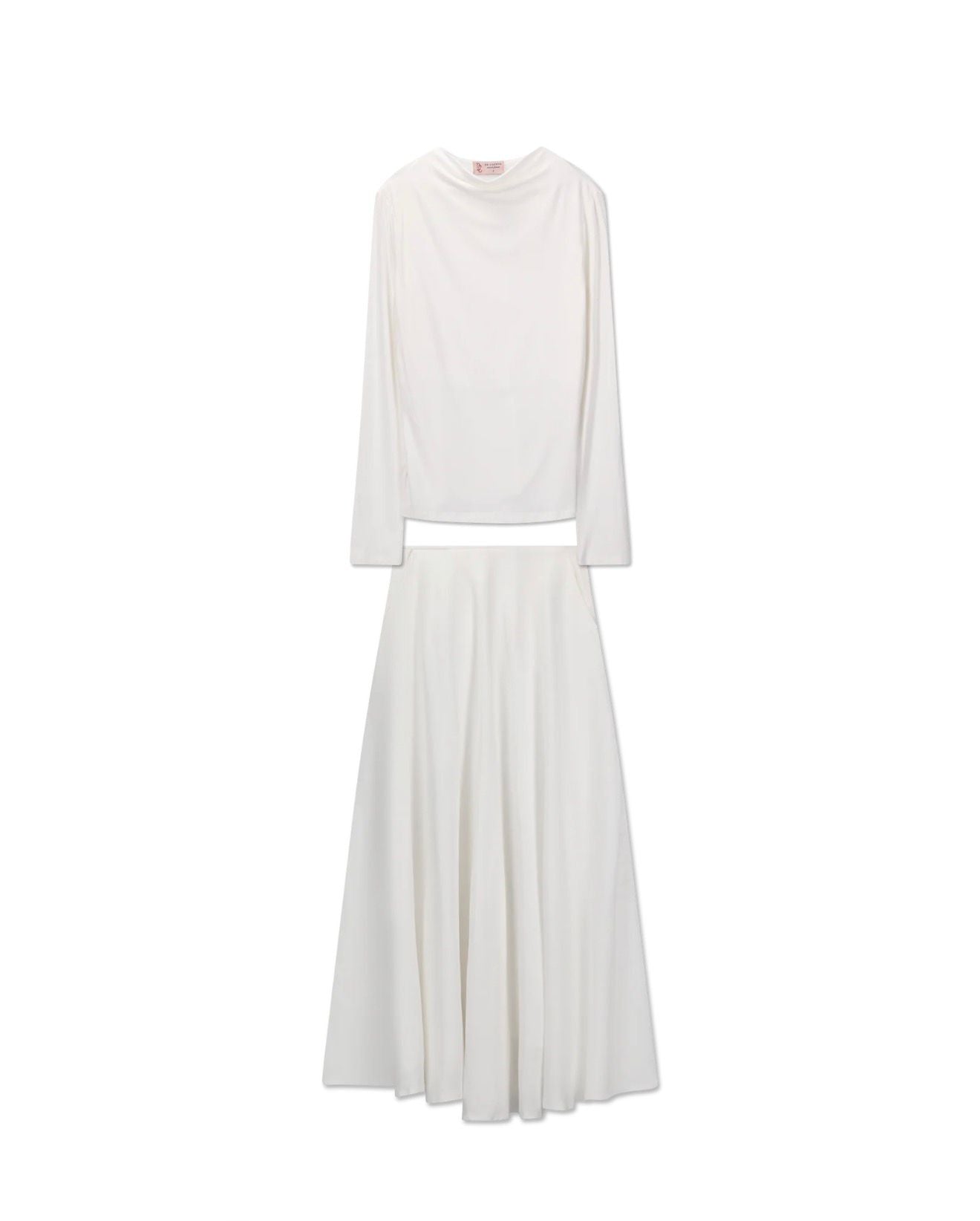 Two Piece Top and Skirt Set white